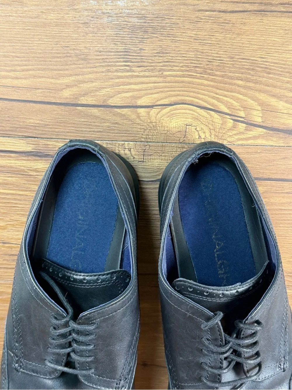 Mens Cole Haan Original Grand Black Leather Wingtips Shoes Men’s Size 15 WIDE
